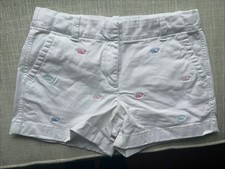 Vineyard Vines, Girls White Chino Embroidered Whale Size 10 Adjustable Waist
