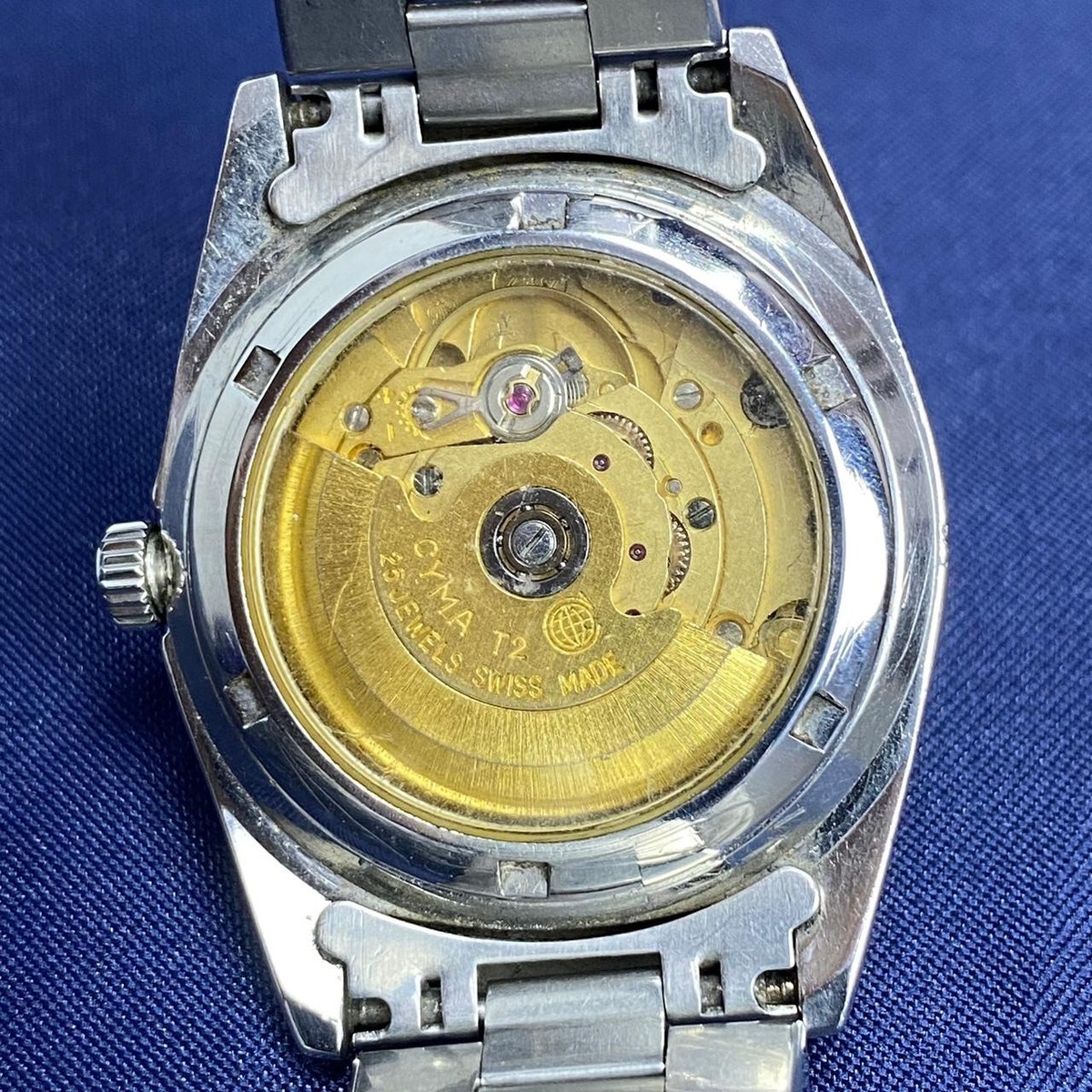Rare Cyma President Day-Date Silver Automatic ETA Swiss Made 