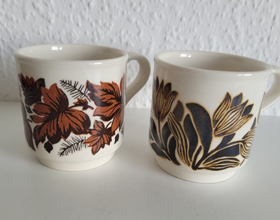 2 x vintage Biltons englische Kaffee-Pott Tee-Becher Keramik Tasse 70er Jahre