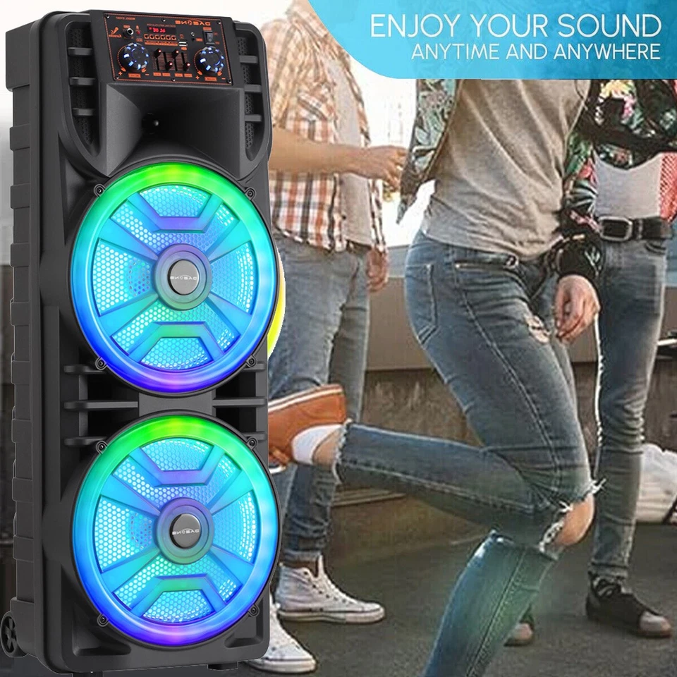 Двойной 12» портативный Bluetooth динамик громкий тяжелый бас звук вечеринки динамик с микрофоном - Изображение 3 из 4