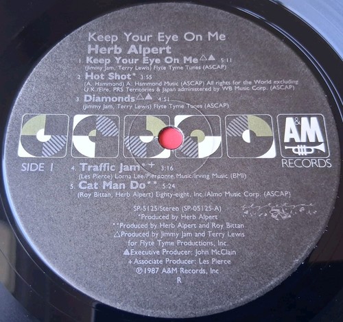 Herb Alpert - Keep Your Eye On Me Vinyl LP - 1987 A&M - Janet Jackson "Diamonds" - Picture 8 of 16