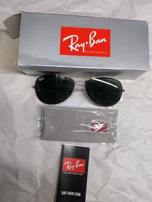 Ray-Ban RB3362 Cockpit Aviator Sunglasses Gold Green 59-14 Italy Authentic NEW