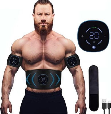 EMS Bauchmuskeltrainer USB Aufladbar LED Display 10 Modi 20 Stufen