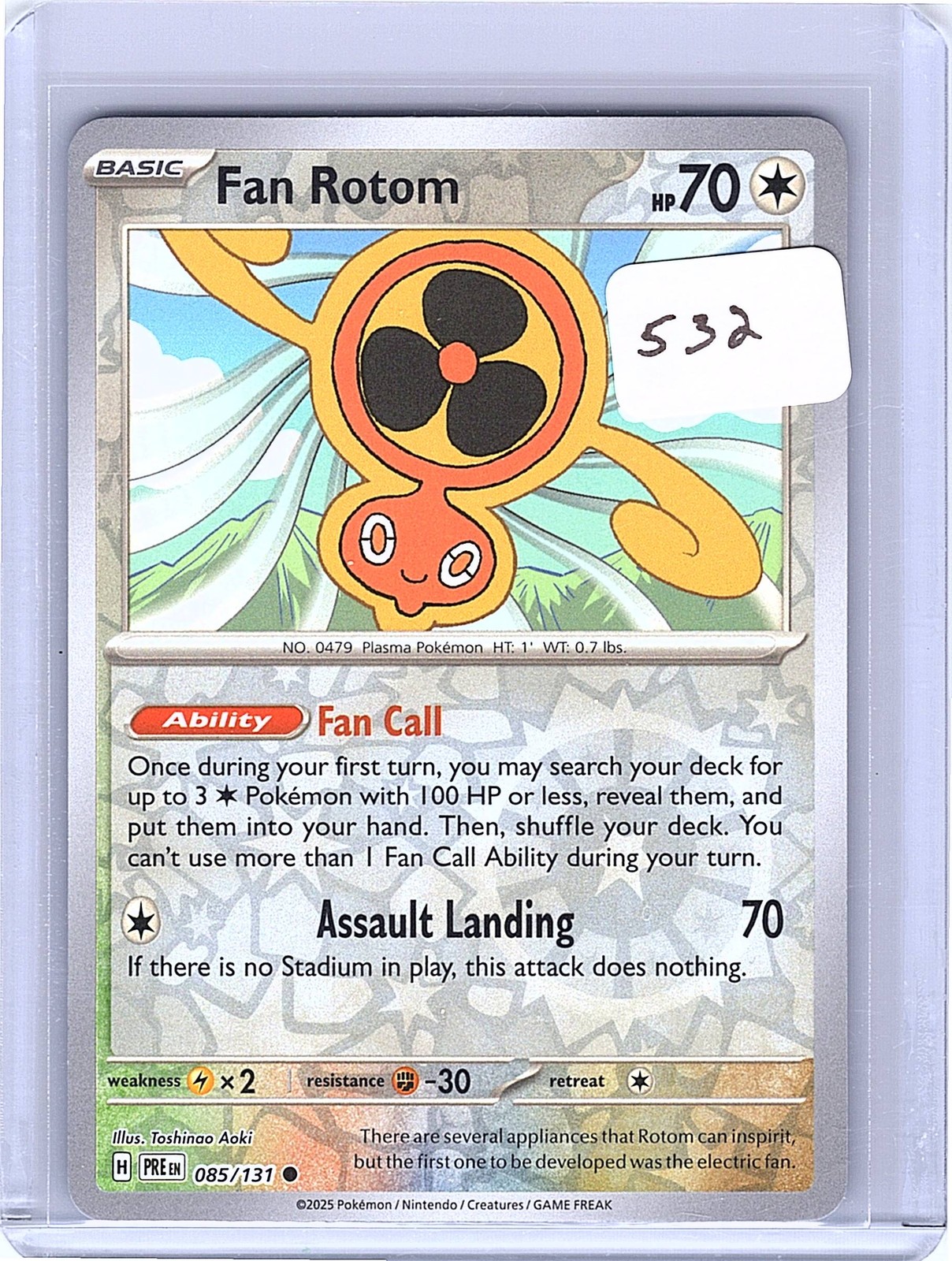 Fan Rotom Reverse Holo Common SV: Prismatic Evolutions 085/131 NM