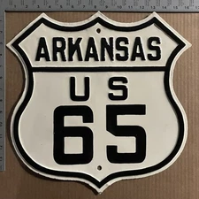 Arkansas US highway 65 route marker road sign 16x16 1930s S670