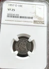 1857-O Liberty Seated Dime NCG VF25 10C Silver Coin