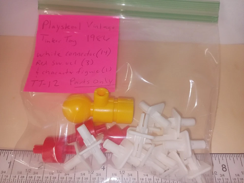 Vintage Tinkeytoy 1986 Playskool Figure White Connector & Red Swivel Parts Only - Image 4 of 4