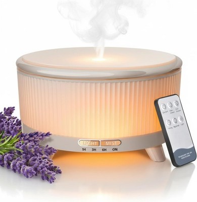 20Hr Essential Oil Diffuser 500ML Humidifier Remote Control LED White