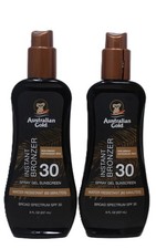 x2 Australian Gold Spray Gel Sunscreen Instant Bronzer SPF 30 New 1 Cracked Lid