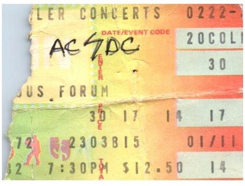 AC/DC Ticket Stub February 22 1982 Los Angeles California The Forum - Picture 5 of 6