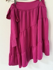 Entro Tiered High Low Skirt Pink Fuscia Size Small Boho Peasant Coastal