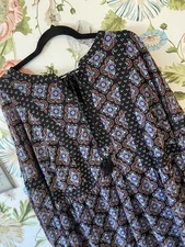 Signature Studio Dress Women’s Plus 1X Mixed Print Dress Floral Block Print 