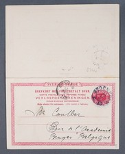 MayfairStamps Sweden 1920s Stockholm to Belgium Stationery Reply Card aaw_80405