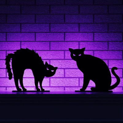 2PCS Halloween Black Cat Decoration for Indoor Outdoor Home Table Decor
