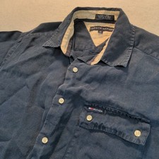 Tommy Hilfiger Short Sleeve Button Up Linen Shirt Men's Medium A8