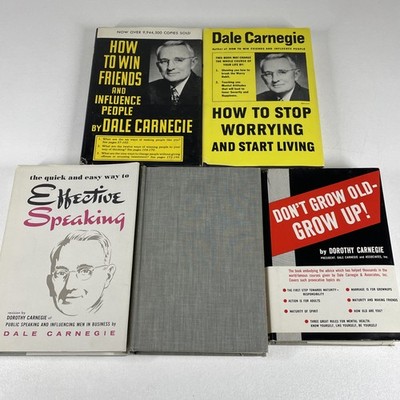 Dale Carnegie Book LOT of 5 Self Help Win Friends Stop Sorrying Grow Up HC