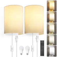 Plug in Wall Sconces, Stepless Colors 2700K-6500K & Stepless Dimming, Wall Sc...