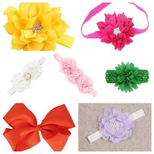 7-Pack Grosgrain Ribbon Hair Bows for Girls   Alligator Clip Boutique Baby Lot