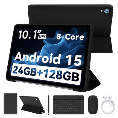 10.1'' Tablet Android 15 24GB RAM 128GB ROM (1TB )WIFI 6 Dual Camera Black & Gray