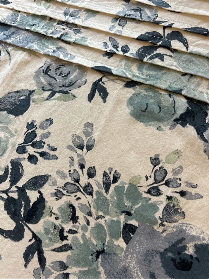 Vintage Floral Shower Curtain – Blue & Teal Watercolor Roses on Cream 72” x 72" - Image 4 of 4