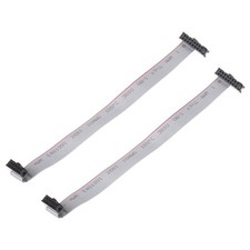 2Pcs 2.54mm Pitch IDC 10 to 16 Pins Dual Female Flat Ribbon Cable 20cm 7.9" Grey
