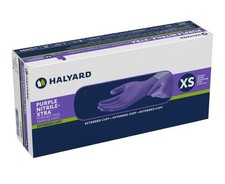Halyard Purple Nitrile Exam Gloves Powder-Free Extended Cuff XS