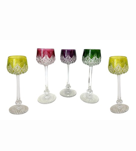 "Baccarat" COLBERT Set 5 Cut Crystal Hoock Wine Glass Mint Cond. 20cm~7 7/8” - Picture 14 of 14