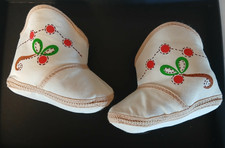 Vintage Cotton Crib Boots Booties , Made in Hong Kong, Excellent Condition