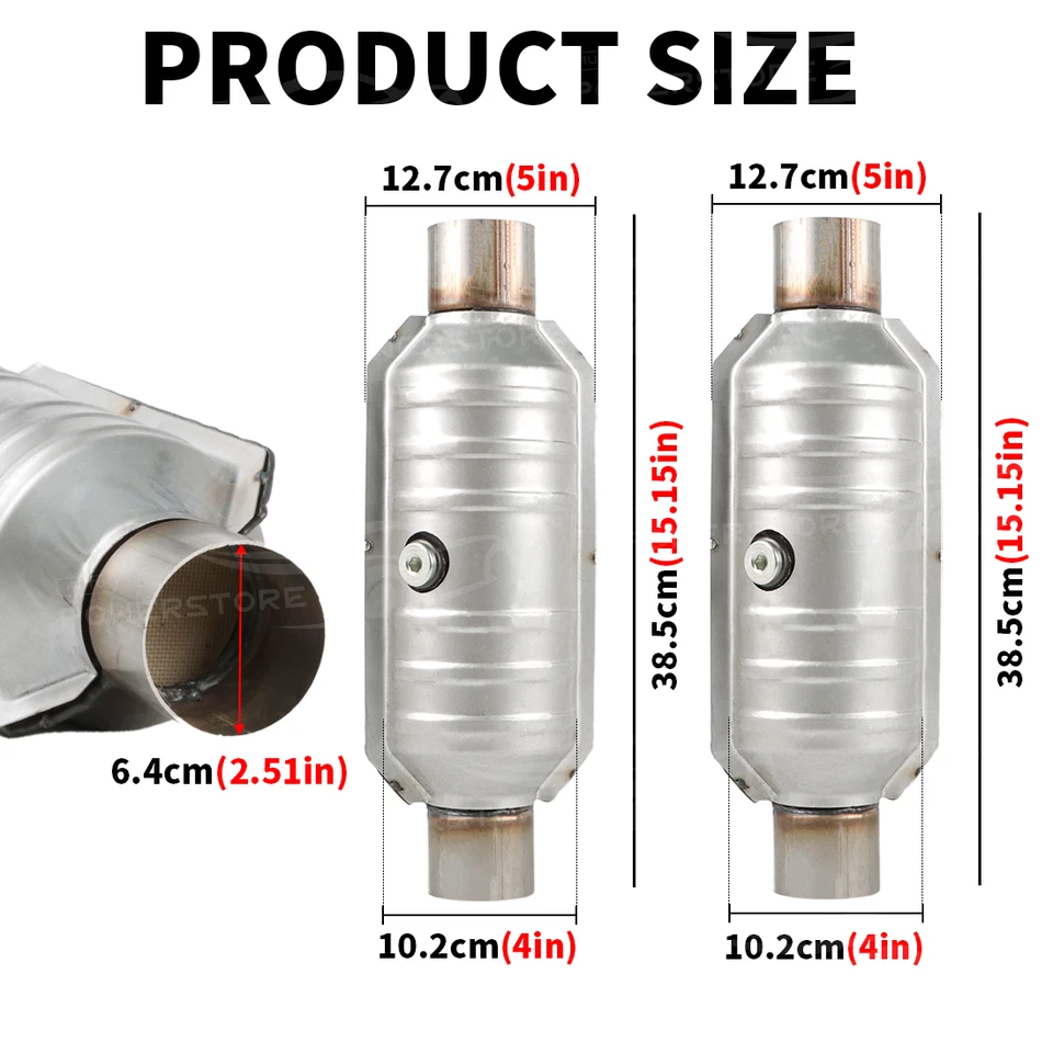 2Pcs 2.5" Inlet & Outlet Catalytic Converter For Ford F150 4.6L 5.4L V8 99306HM Foto 3 de 4