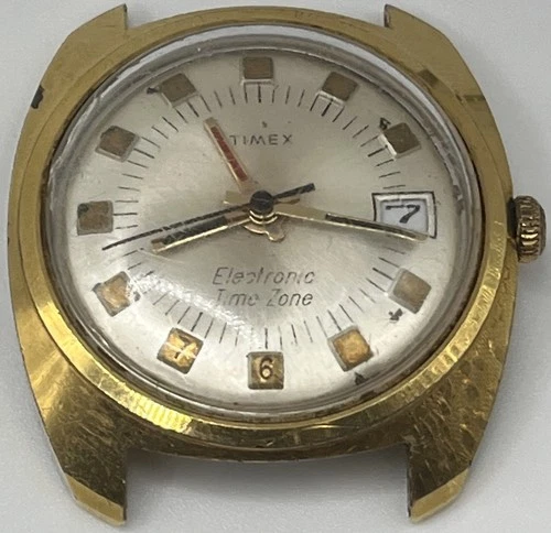 Vintage Mens Timex Electric Time Zone Watch WILL NOT RUN For Parts Or Repair HB