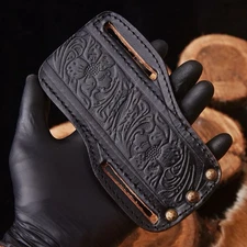 Handmade Black Leather Fix Blade Knife Sheath Holster Case  - Multi-tool