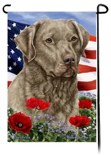 Patriotic Flowers Garden Flag - Sage Chesapeake Bay Retriever
