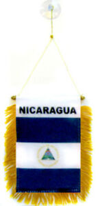 Wholesale lot 3 Nicaragua Mini Flag 4"x6" Window Banner w/ suction cup 