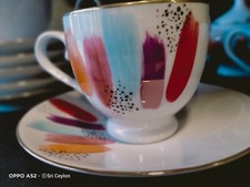 6 persons tea set color brush goldline edge porcelain set
