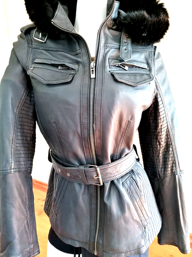 "Maze" Damen Lederjacke, Gr M mit Echtfell, abnehmbare Kapuze - NEU ohne Etikett - Bild 9 von 17