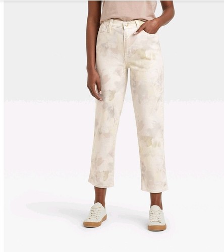 Universal Thread Womens Cropped Denim Pants SIZE 4 watercolor floral - 第 1/12 張圖片