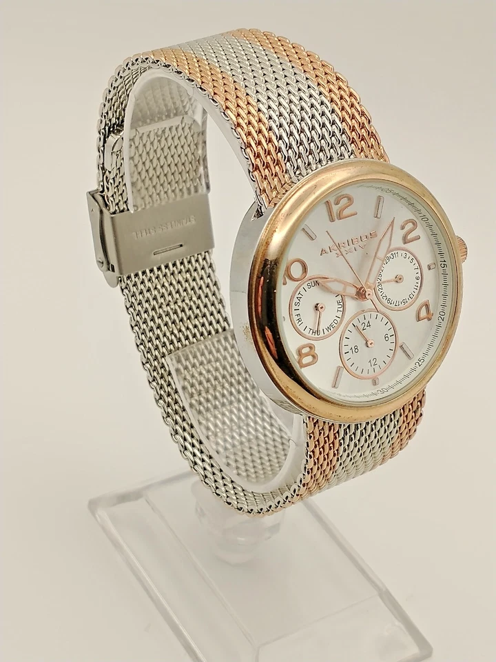 NUEVO Reloj Mujer AKRIBOS XXIV, Plateado y Cobre, Multifunción, Batería Nueva Foto 4 de 4