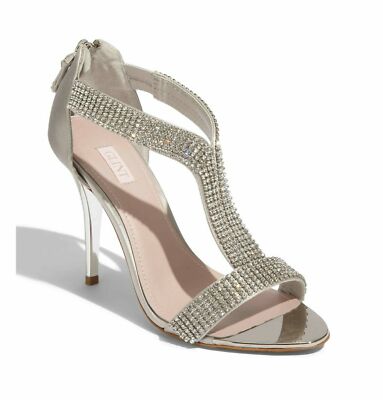 *303 *Glint Devyn Rhinestone Embellished Silver Tone Heels Sandal  Sz 9.5  $142