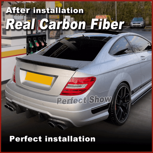 For Benz C204 C200 C350 C63 Coupe 08-14 REAl Carbon Rear Trunk Spoiler Wing Lip - Bild 4 von 10