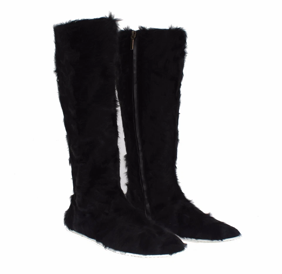 Botas De Cuero De Piel De Cordero Negro DOLCE & GABBANA EU36 / US5.5 RRP $3200 - Imagen 3 de 4