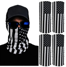 USA Black and White FLAG Bandana FOUR-PACK American Flag Neck Gaiter Bandana