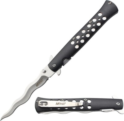 MTech Spring Assisted Folding Knife 4'' 3Cr13MoV Steel Wavy Blade Aluminum Handle