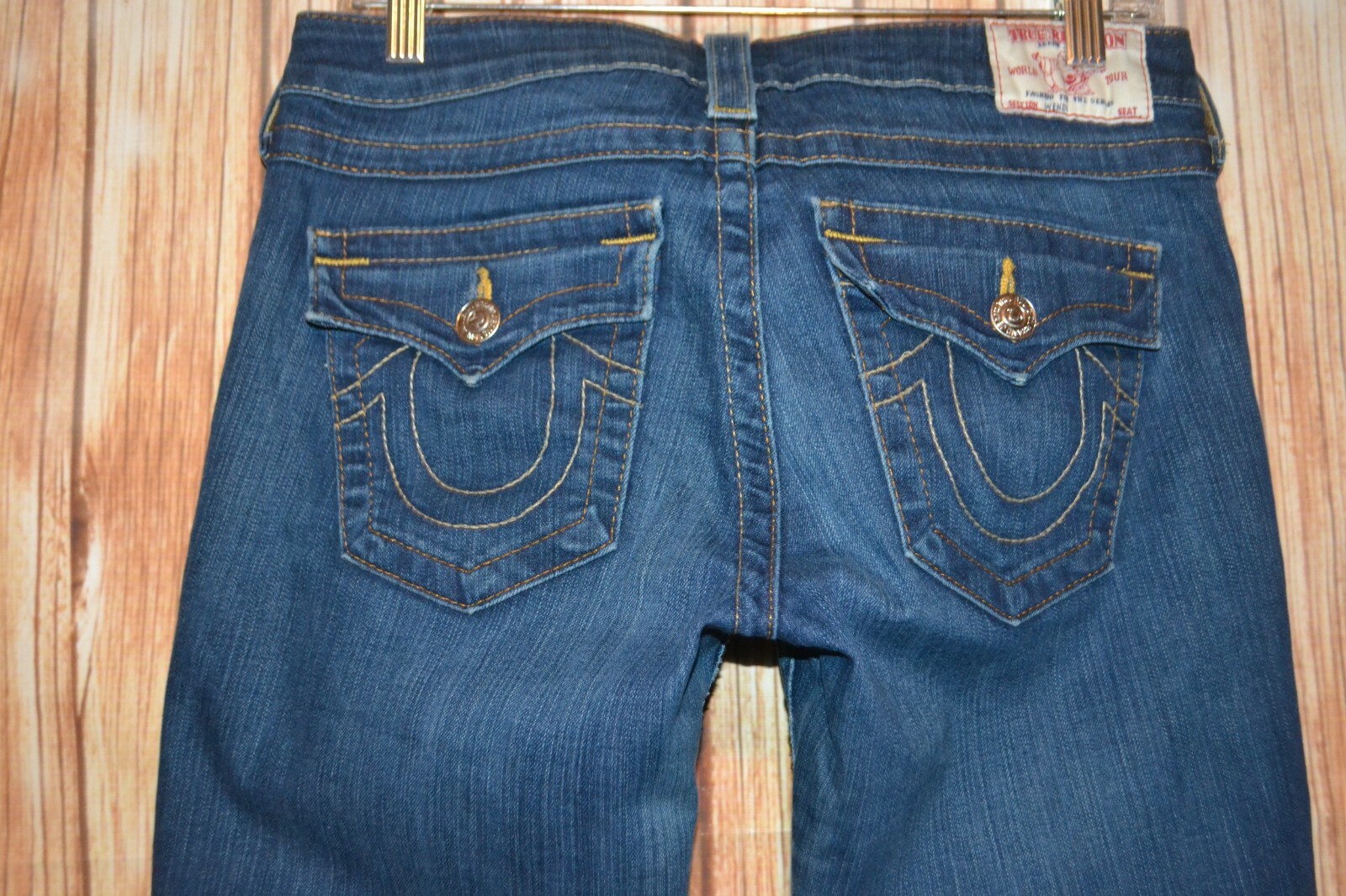 True Religion Women's Wendy Straight Pocket Flaps Dark Blue Jeans Sz 29x34 thumbnail 7