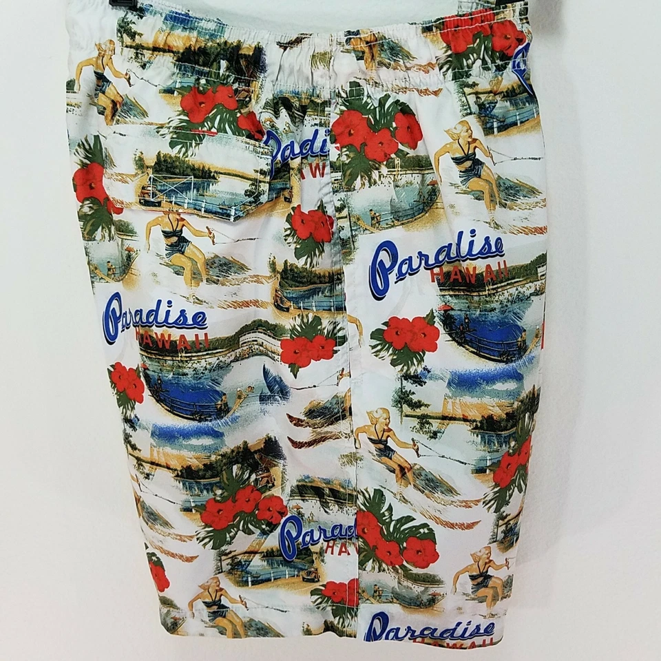 Trader Bay Swimming Shorts Trunks Paradise Floral Hawaiian Men's M RARE! - Image 4 of 4