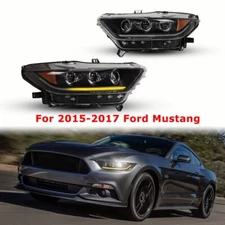 LED Sequential For 2015 2016 2017 Ford Mustang Headlights Projector Black Clear