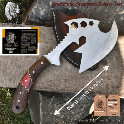 Ashen Edge Custom Clever Chopper Axe Knife ATS-34 Steel Walnut Wood Hiking