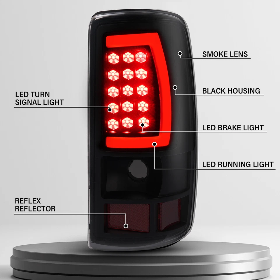 Luzes traseiras de tubo de LED preto fumaça Chevy Suburban Tahoe GMC Yukon 2000-2006 - Imagem 2 de 4