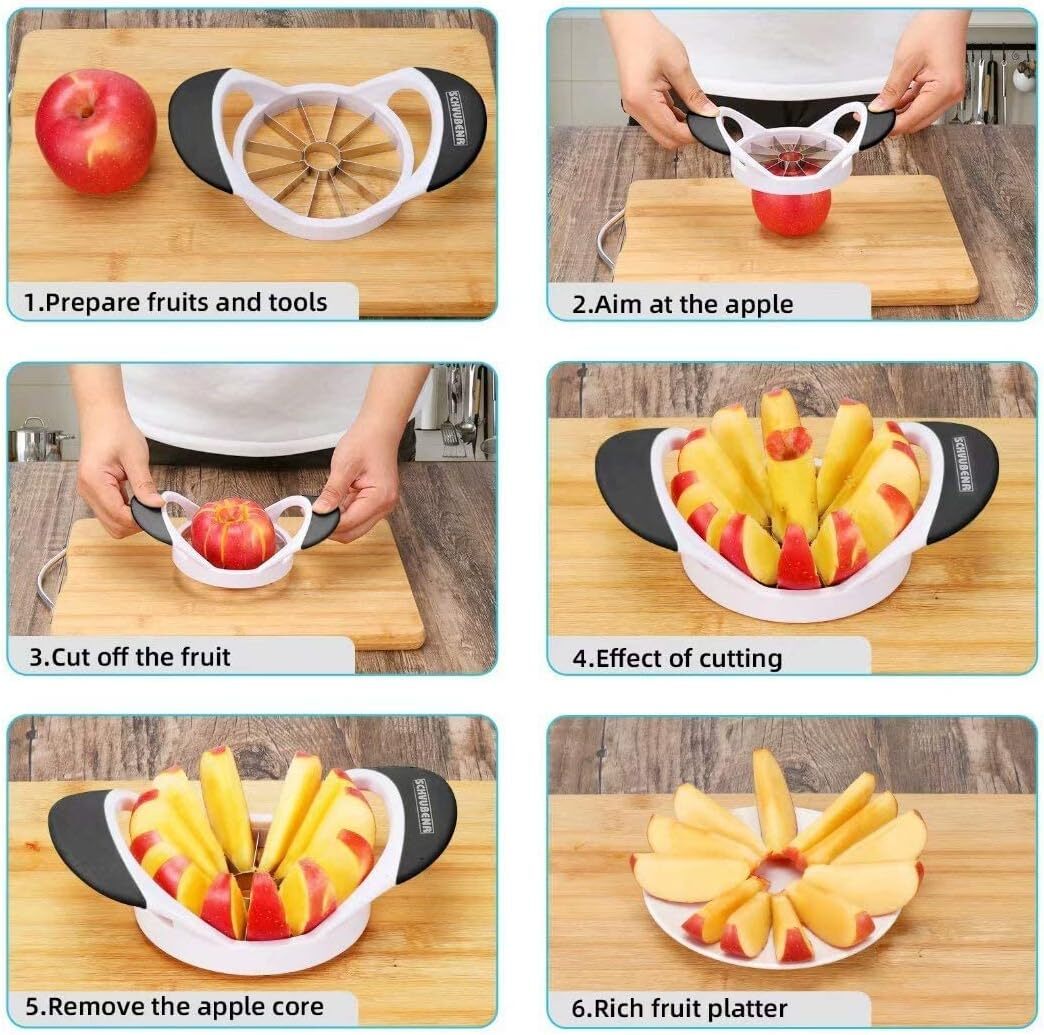SCHVUBENR 4.72 Inch Large Apple Slicer with 12 Blades - Professional Black 