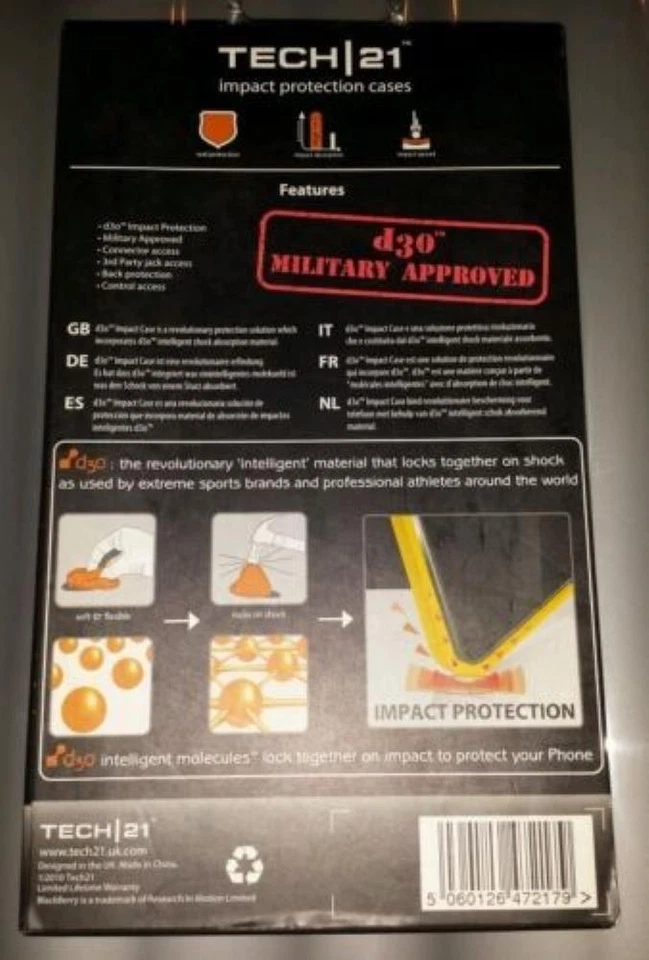 Impact Gel Case with d3o for BlackBerry 8520 (tech21) Free UK P&P Top-quality - Image 2 of 4