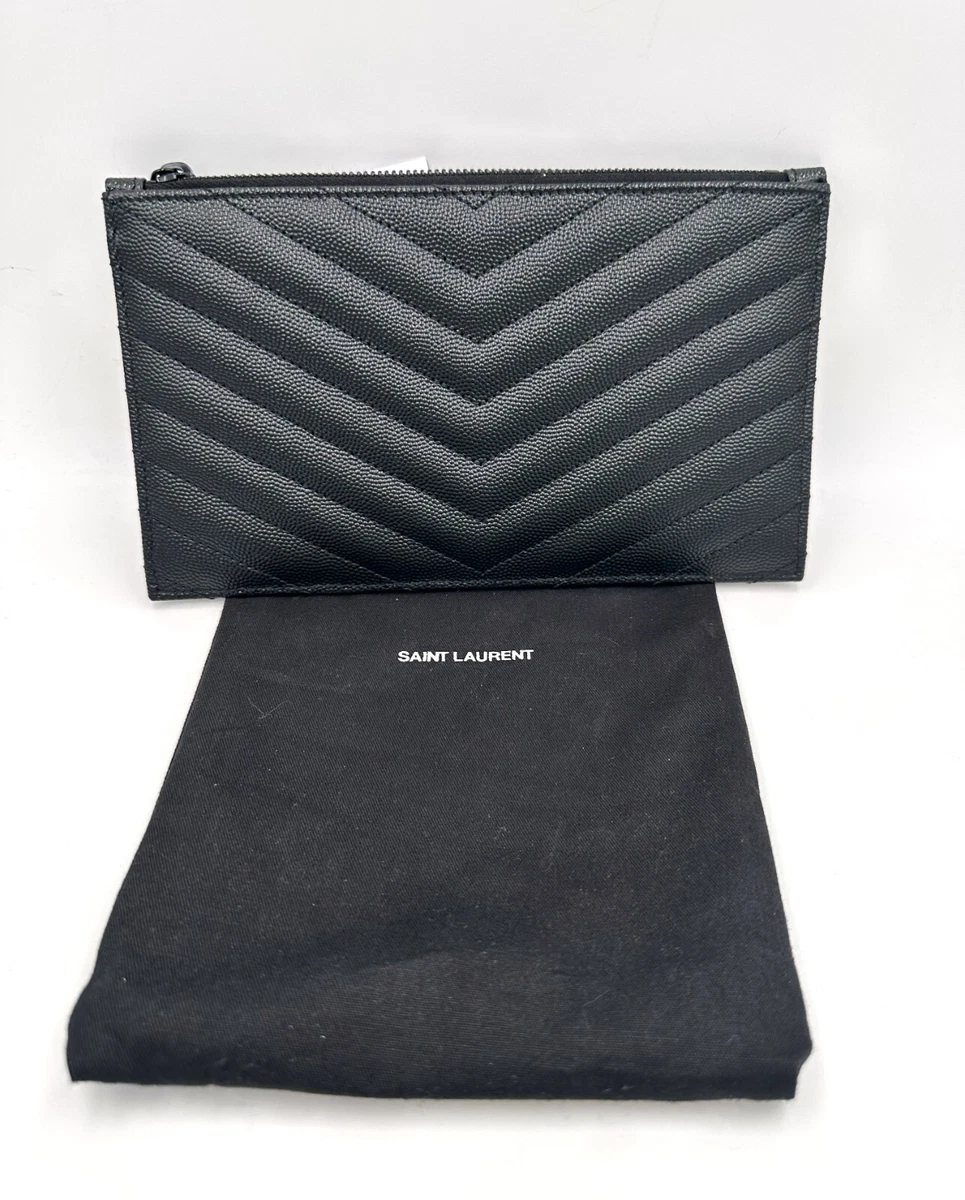 Monogram large bill pouch in top grain de poudre embossed leather